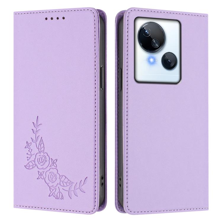 For Tecno Spark 10 5G Peony Embossed Magnetic RFID Vegan Leather Phone Case