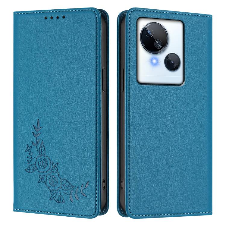 For Tecno Spark 10 5G Peony Embossed Magnetic RFID Vegan Leather Phone Case