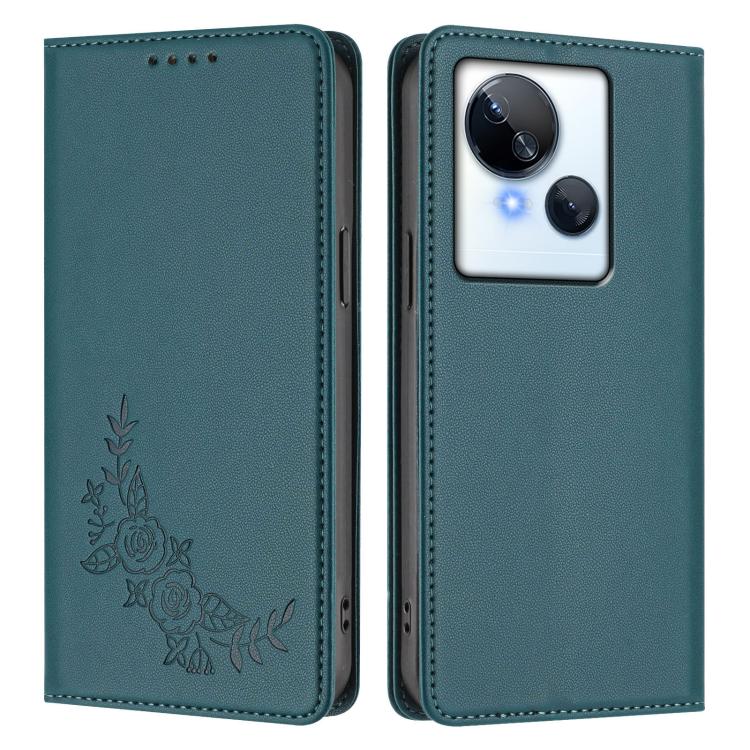 For Tecno Spark 10 5G Peony Embossed Magnetic RFID Vegan Leather Phone Case