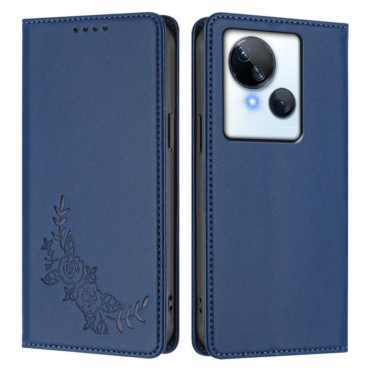 For Tecno Spark 10 5G Peony Embossed Magnetic RFID Vegan Leather Phone Case
