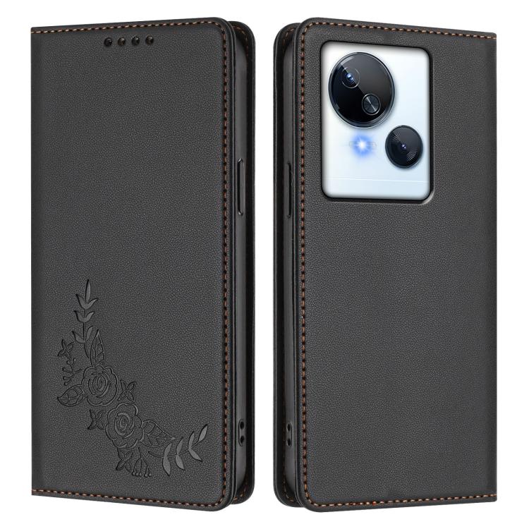 For Tecno Spark 10 5G Peony Embossed Magnetic RFID Vegan Leather Phone Case