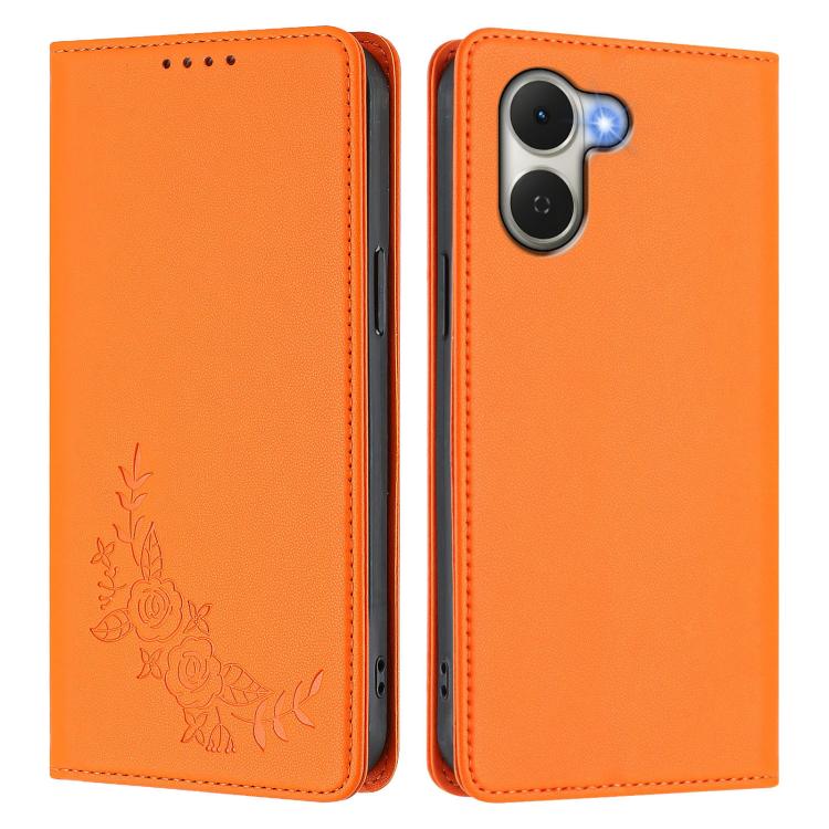 For Tecno Spark Go 3 Peony Embossed Magnetic RFID Vegan Leather Phone Case