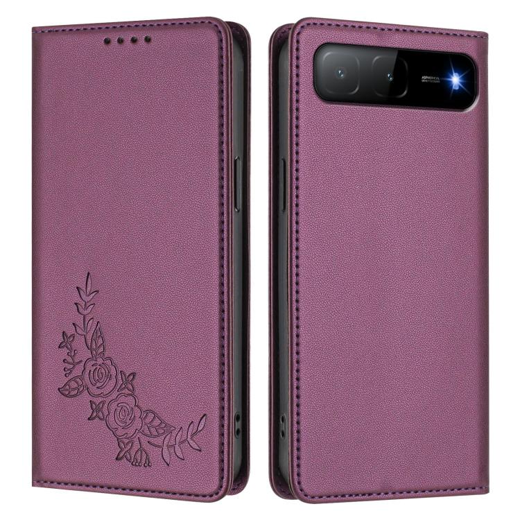 For Tecno Spark Go 5G 2025 / 40 5G Peony Embossed Magnetic RFID Vegan Leather Phone Case