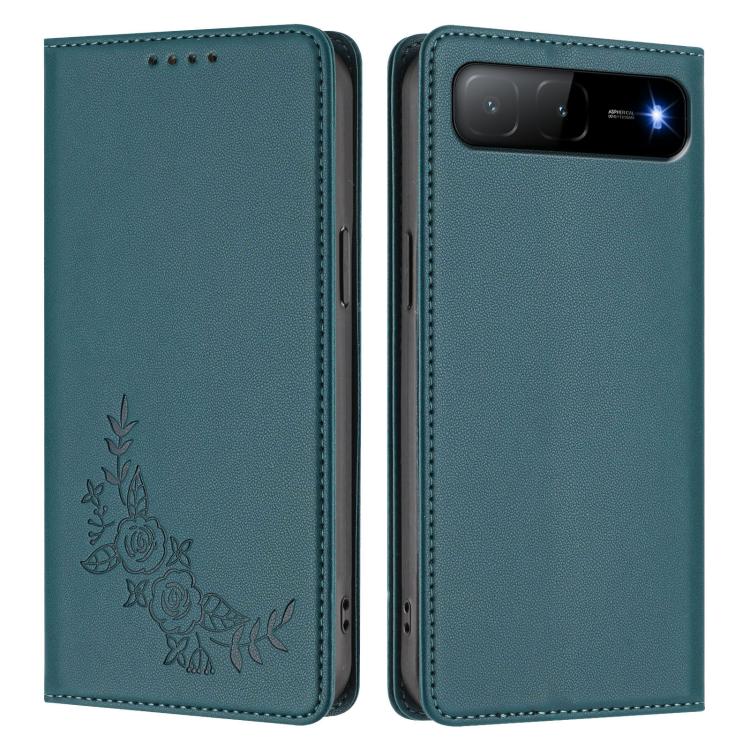 For Tecno Spark Go 5G 2025 / 40 5G Peony Embossed Magnetic RFID Vegan Leather Phone Case