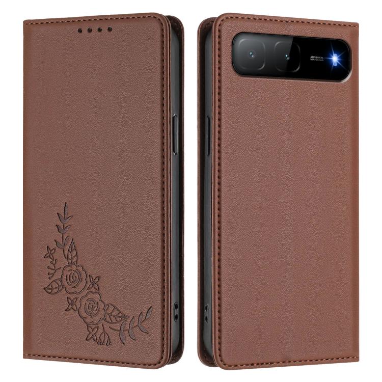 For Tecno Spark Go 5G 2025 / 40 5G Peony Embossed Magnetic RFID Vegan Leather Phone Case