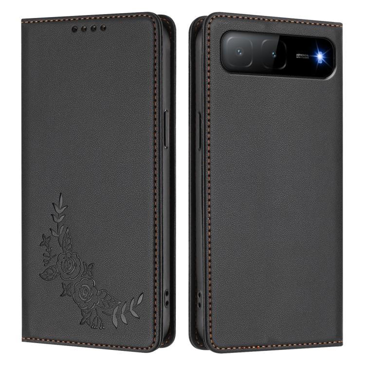 For Tecno Spark Go 5G 2025 / 40 5G Peony Embossed Magnetic RFID Vegan Leather Phone Case