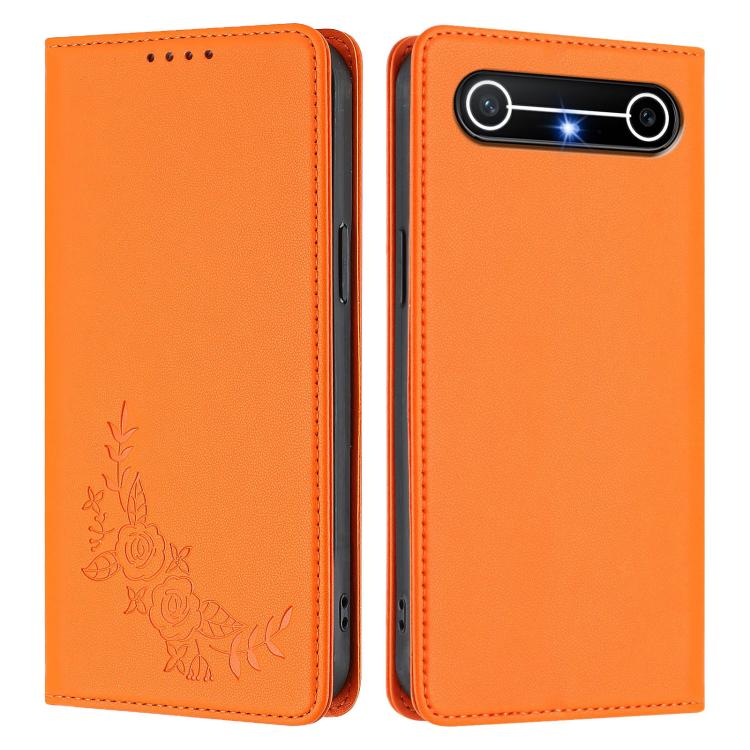 For Tenco Pova Slim 5G / Spark Slim 5G Peony Embossed Magnetic RFID Vegan Leather Phone Case