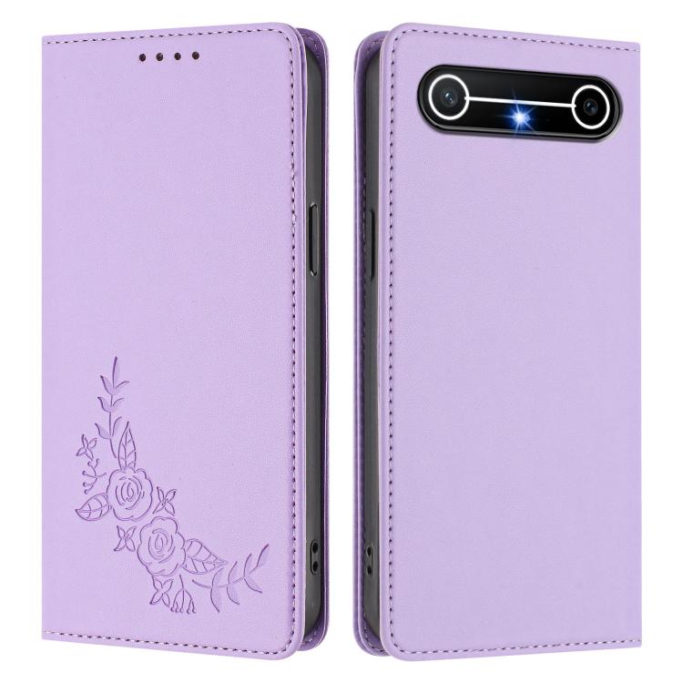For Tenco Pova Slim 5G / Spark Slim 5G Peony Embossed Magnetic RFID Vegan Leather Phone Case