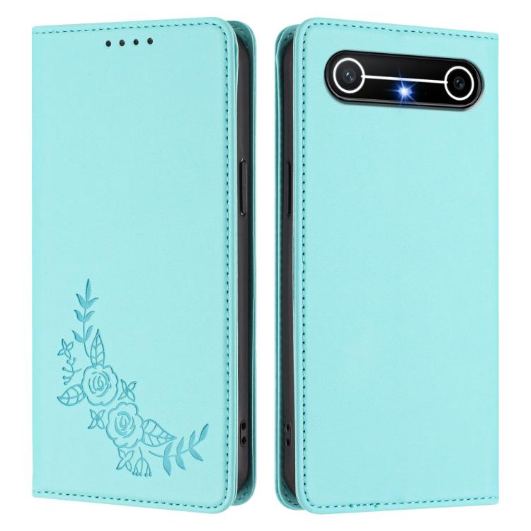 For Tenco Pova Slim 5G / Spark Slim 5G Peony Embossed Magnetic RFID Vegan Leather Phone Case