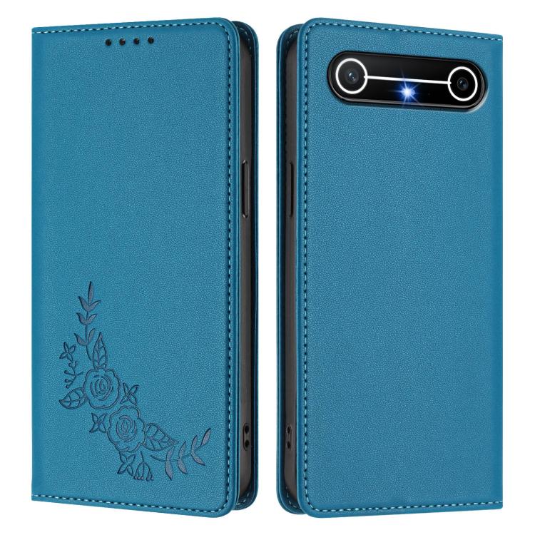 For Tenco Pova Slim 5G / Spark Slim 5G Peony Embossed Magnetic RFID Vegan Leather Phone Case