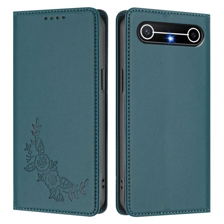 For Tenco Pova Slim 5G / Spark Slim 5G Peony Embossed Magnetic RFID Vegan Leather Phone Case