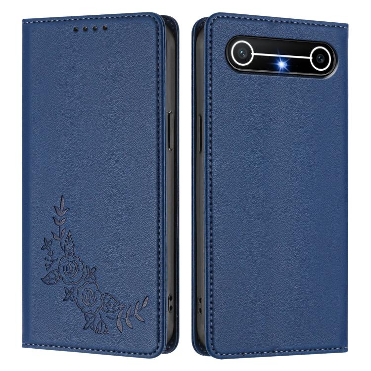 For Tenco Pova Slim 5G / Spark Slim 5G Peony Embossed Magnetic RFID Vegan Leather Phone Case