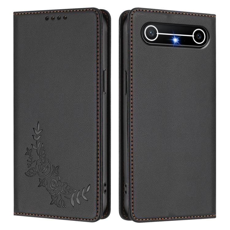 For Tenco Pova Slim 5G / Spark Slim 5G Peony Embossed Magnetic RFID Vegan Leather Phone Case