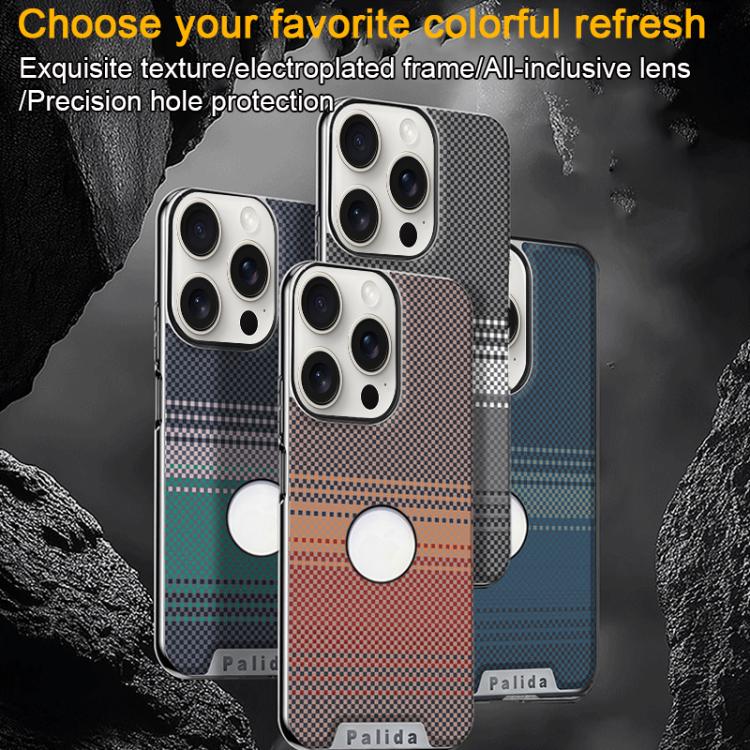 For iPhone 17 Palida Electroplated Kevlar Texture Shockproof Phone Case