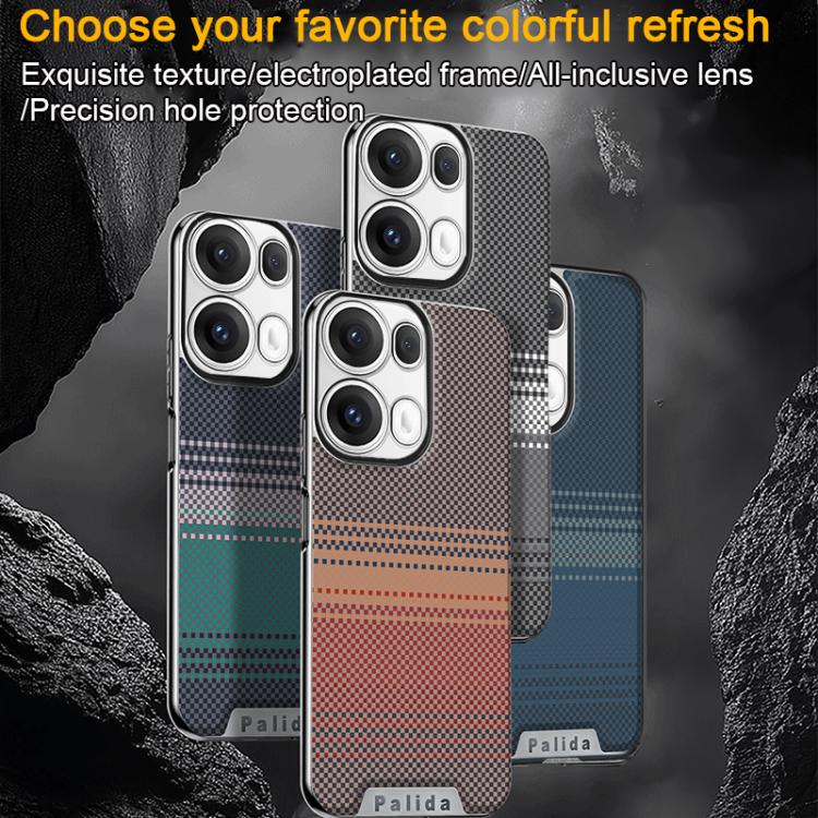 For OPPO Reno14 Global Palida Electroplated Kevlar Texture Shockproof Phone Case