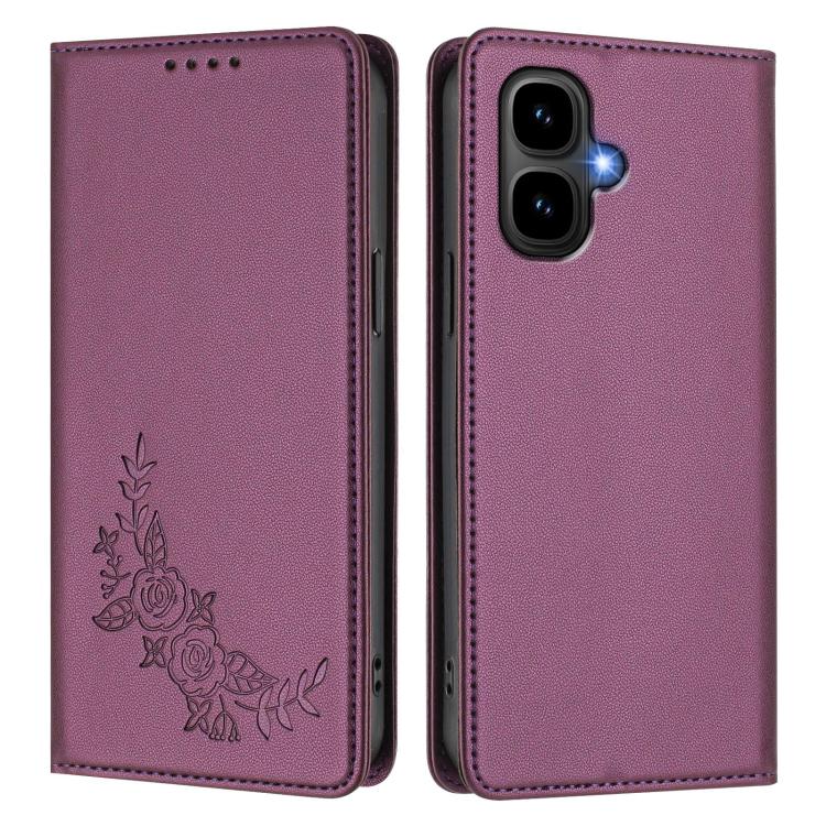 For Infinix Smart 10 4G / Tecno Pop 10 Peony Embossed Magnetic RFID Vegan Leather Phone Case