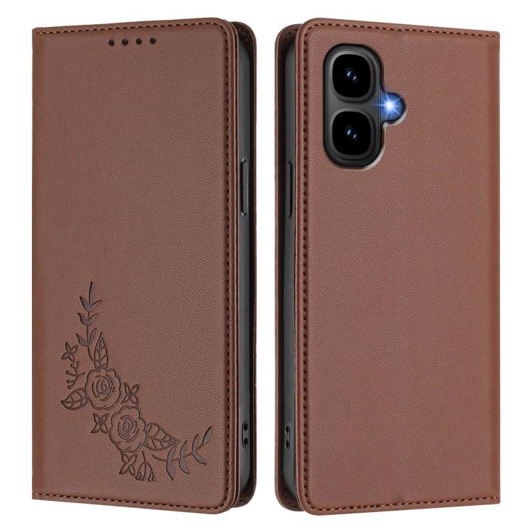 For Infinix Smart 10 4G / Tecno Pop 10 Peony Embossed Magnetic RFID Vegan Leather Phone Case
