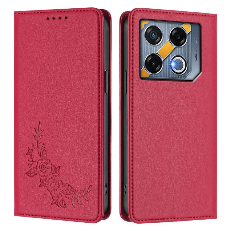 For Infinix GT 20 Pro Peony Embossed Magnetic RFID Vegan Leather Phone Case