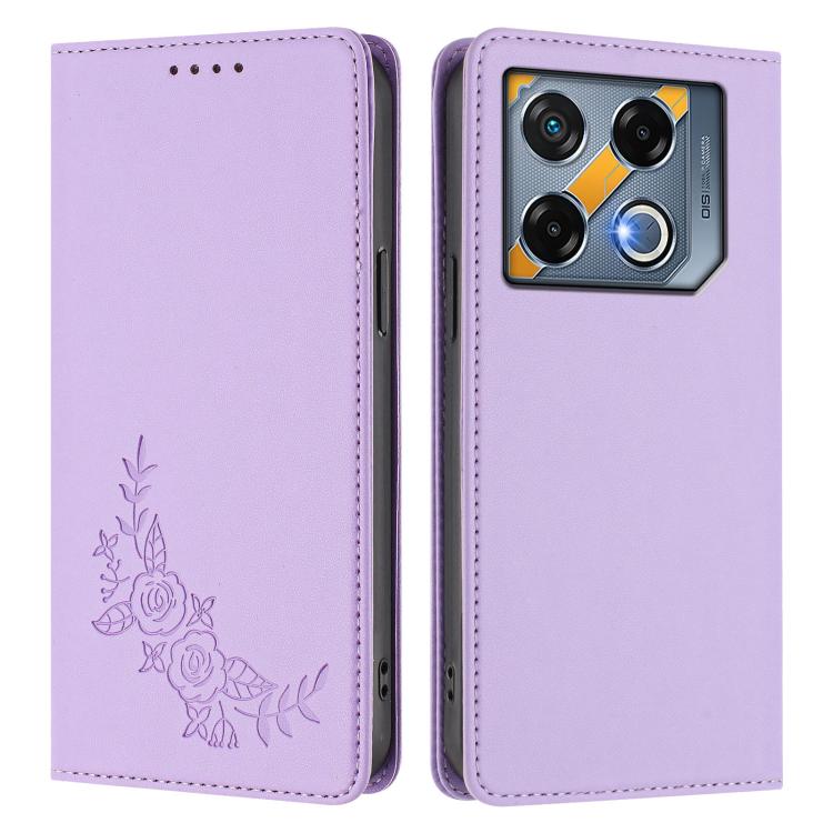For Infinix GT 20 Pro Peony Embossed Magnetic RFID Vegan Leather Phone Case