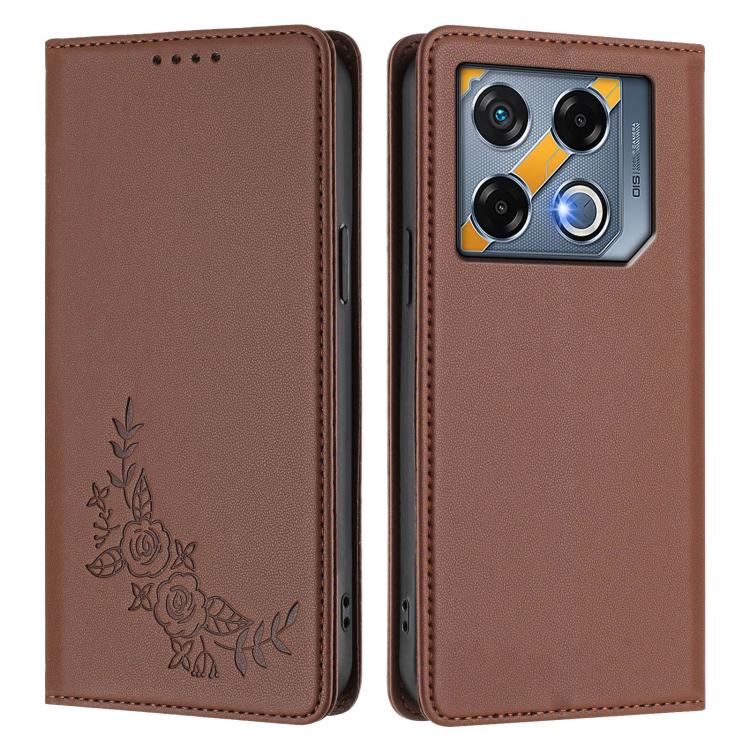 For Infinix GT 20 Pro Peony Embossed Magnetic RFID Vegan Leather Phone Case