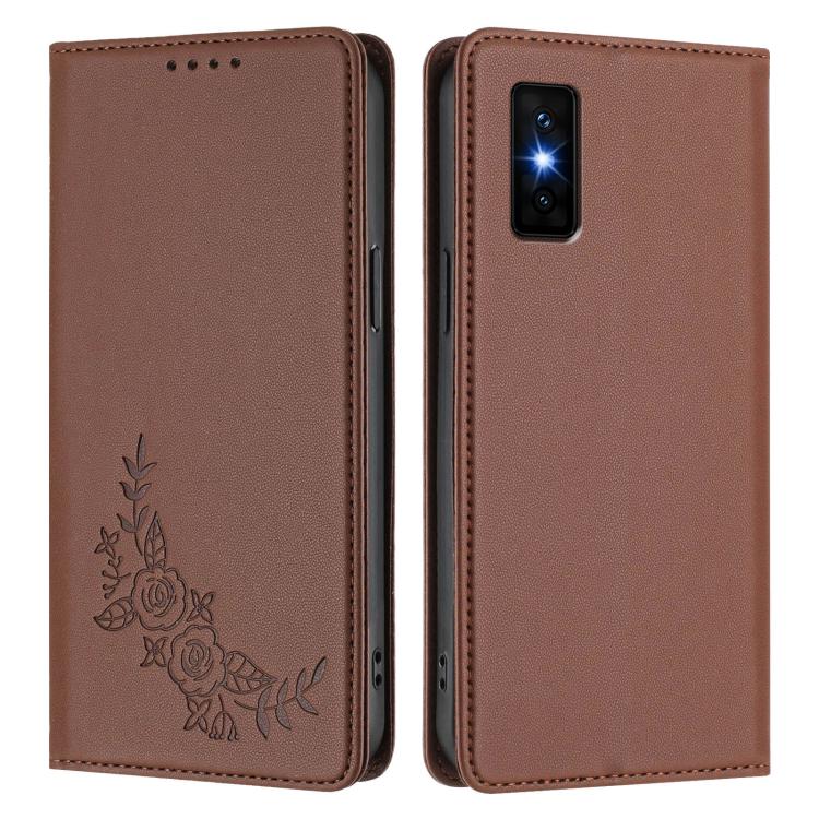 For Infinix GT 30 Pro Peony Embossed Magnetic RFID Vegan Leather Phone Case