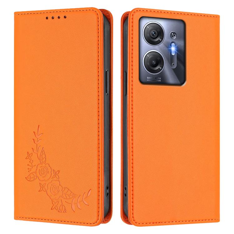 For Infinix Hot 30 5G Peony Embossed Magnetic RFID Vegan Leather Phone Case