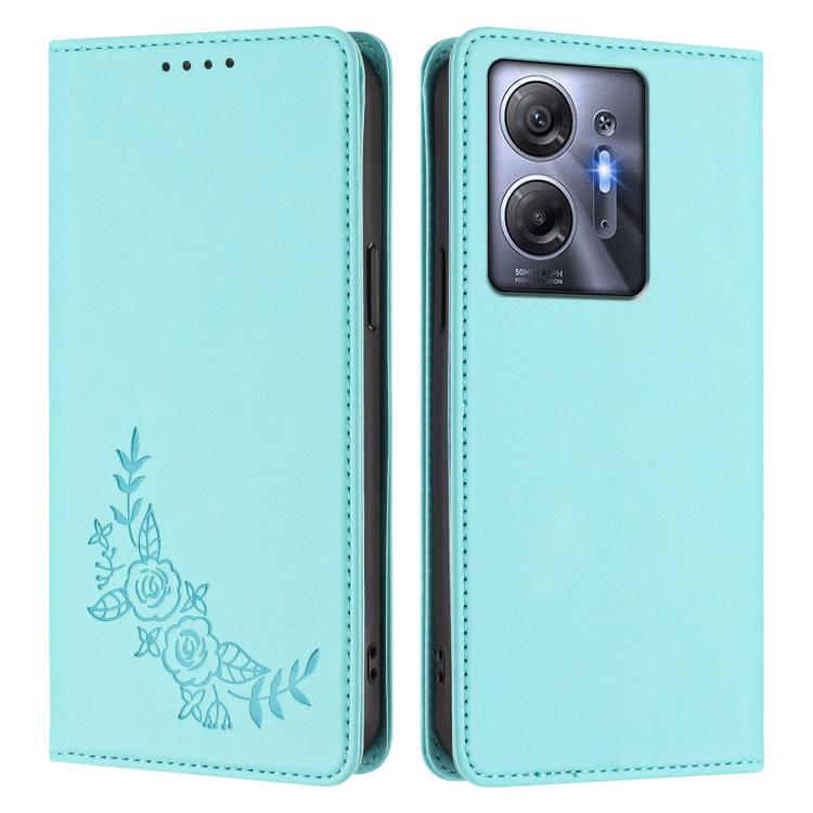 For Infinix Hot 30 5G Peony Embossed Magnetic RFID Vegan Leather Phone Case