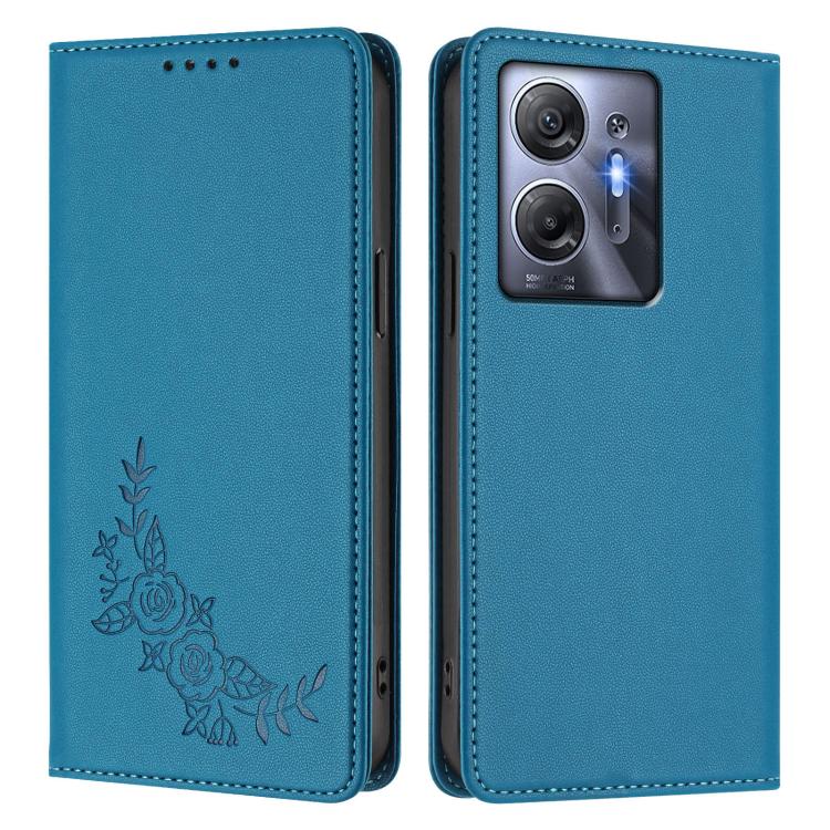 For Infinix Hot 30 5G Peony Embossed Magnetic RFID Vegan Leather Phone Case