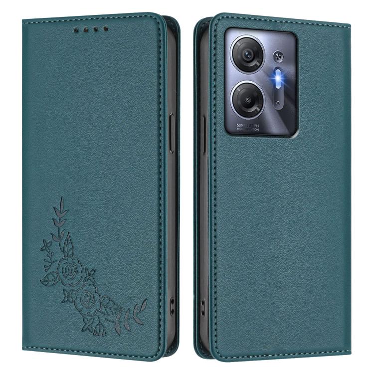 For Infinix Hot 30 5G Peony Embossed Magnetic RFID Vegan Leather Phone Case