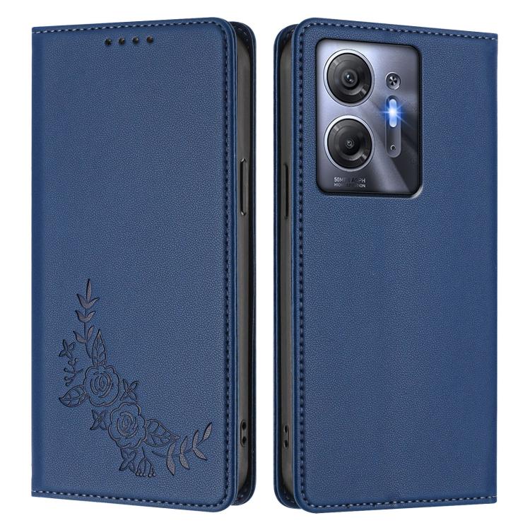For Infinix Hot 30 5G Peony Embossed Magnetic RFID Vegan Leather Phone Case