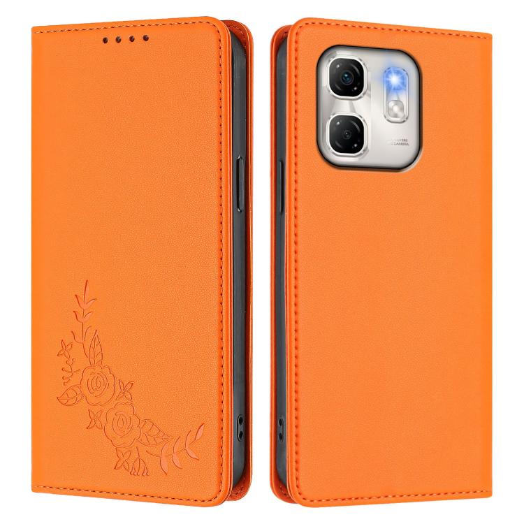 For Infinix Hot 50i / Smart 9 / Smart 9 HD Peony Embossed Magnetic RFID Vegan Leather Phone Case