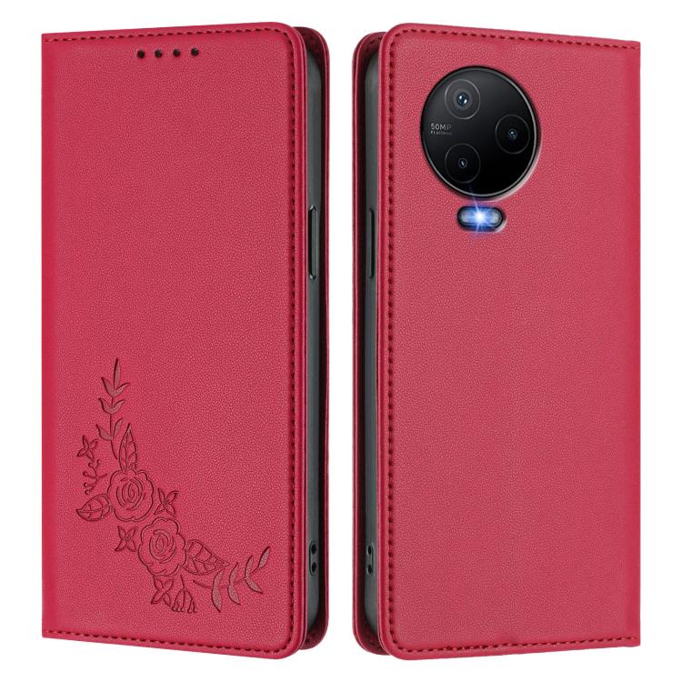 For Infinix Note 12 / Note 12 Pro 4G Peony Embossed Magnetic RFID Vegan Leather Phone Case