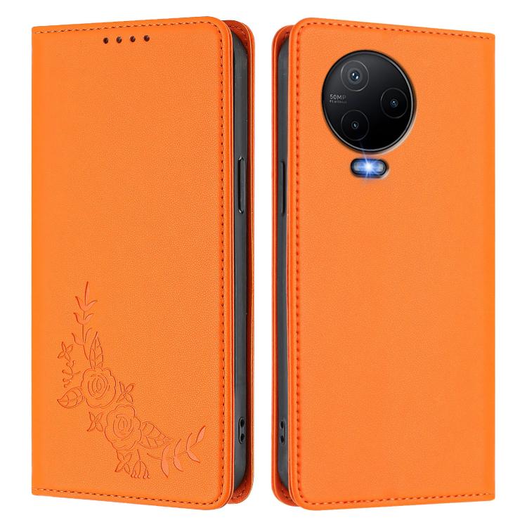 For Infinix Note 12 / Note 12 Pro 4G Peony Embossed Magnetic RFID Vegan Leather Phone Case