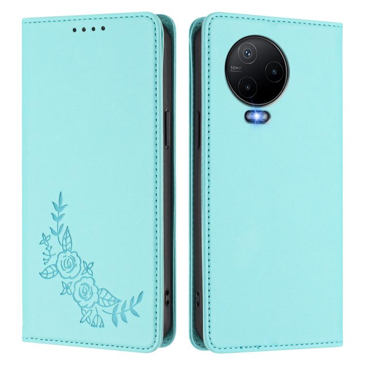 For Infinix Note 12 / Note 12 Pro 4G Peony Embossed Magnetic RFID Vegan Leather Phone Case
