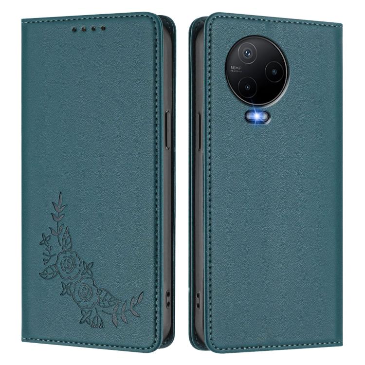 For Infinix Note 12 / Note 12 Pro 4G Peony Embossed Magnetic RFID Vegan Leather Phone Case