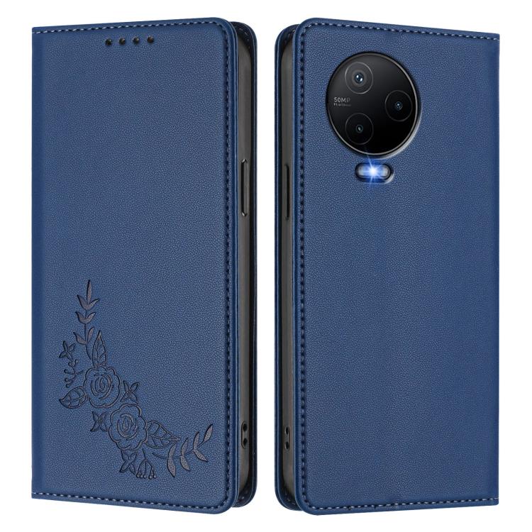 For Infinix Note 12 / Note 12 Pro 4G Peony Embossed Magnetic RFID Vegan Leather Phone Case