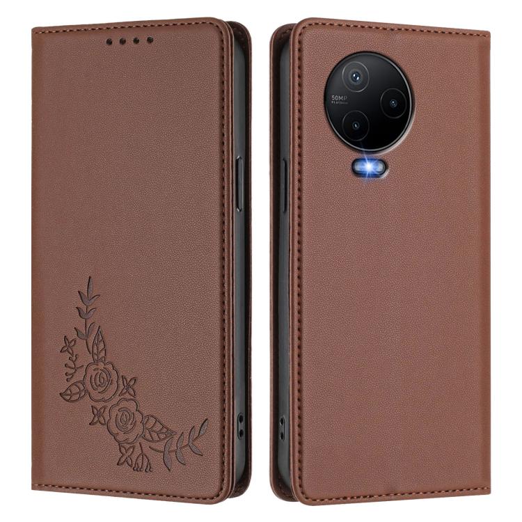 For Infinix Note 12 / Note 12 Pro 4G Peony Embossed Magnetic RFID Vegan Leather Phone Case
