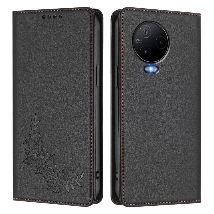 For Infinix Note 12 / Note 12 Pro 4G Peony Embossed Magnetic RFID Vegan Leather Phone Case