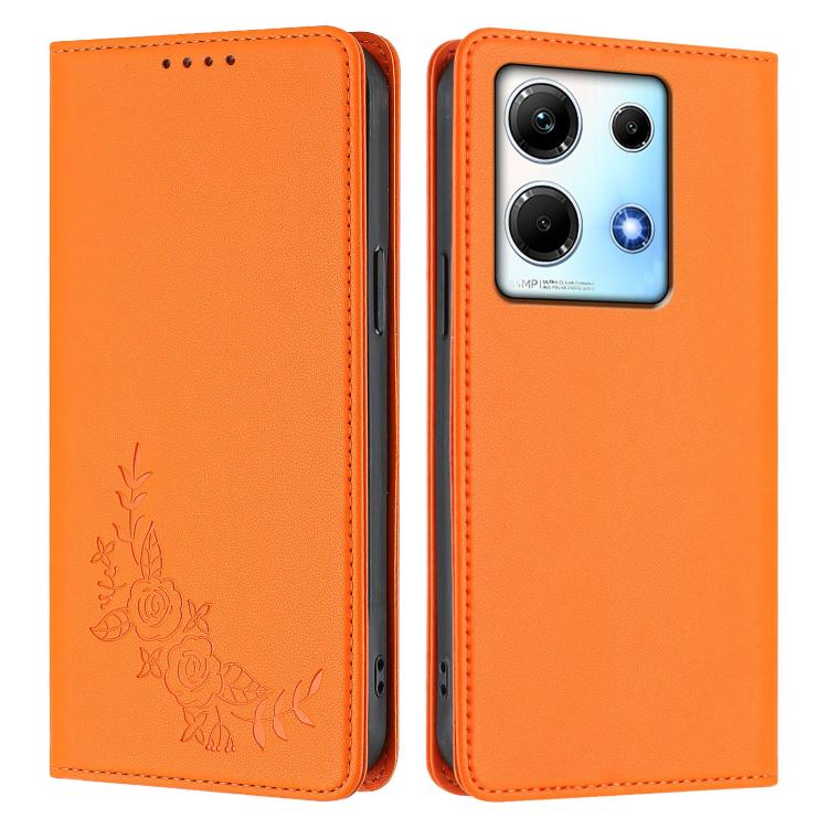For Infinix Note 30 4G / 5G Peony Embossed Magnetic RFID Vegan Leather Phone Case