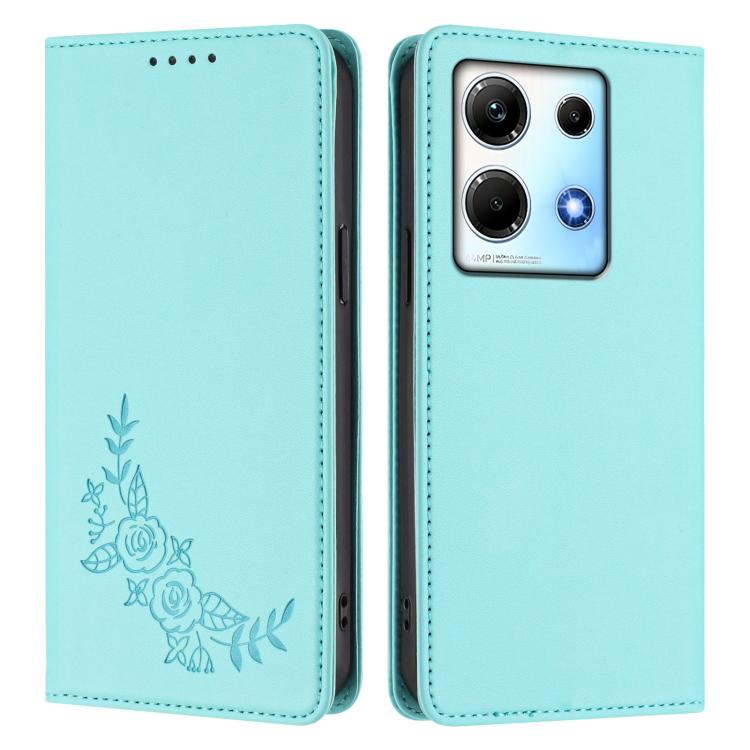 For Infinix Note 30 4G / 5G Peony Embossed Magnetic RFID Vegan Leather Phone Case