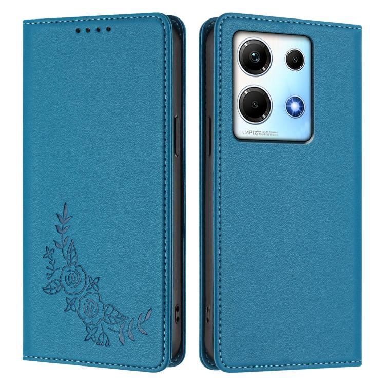 For Infinix Note 30 4G / 5G Peony Embossed Magnetic RFID Vegan Leather Phone Case
