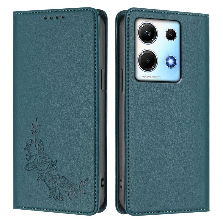For Infinix Note 30 4G / 5G Peony Embossed Magnetic RFID Vegan Leather Phone Case