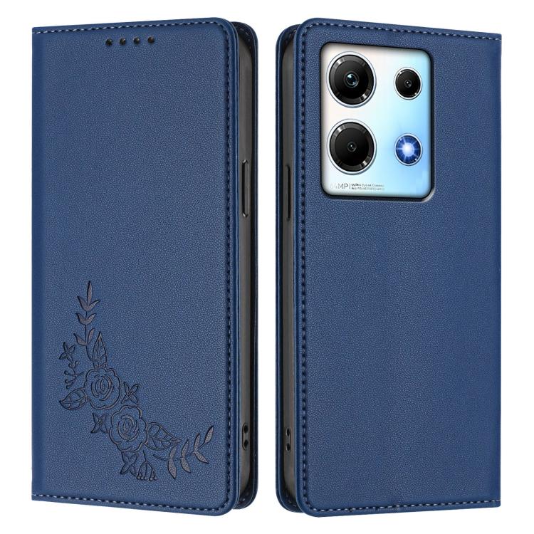 For Infinix Note 30 4G / 5G Peony Embossed Magnetic RFID Vegan Leather Phone Case