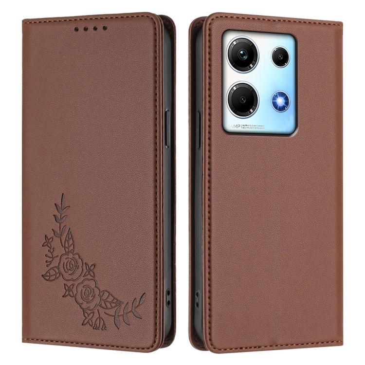 For Infinix Note 30 4G / 5G Peony Embossed Magnetic RFID Vegan Leather Phone Case