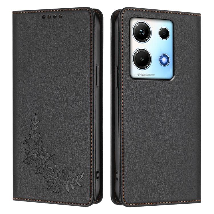 For Infinix Note 30 4G / 5G Peony Embossed Magnetic RFID Vegan Leather Phone Case