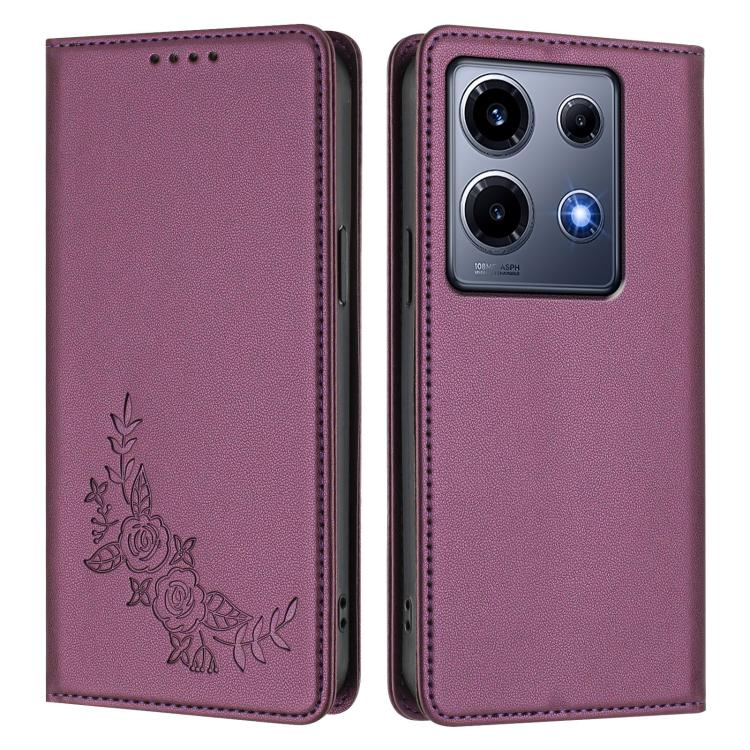 For Infinix Note 30 VIP Peony Embossed Magnetic RFID Vegan Leather Phone Case