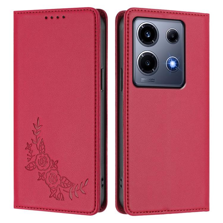 For Infinix Note 30 VIP Peony Embossed Magnetic RFID Vegan Leather Phone Case