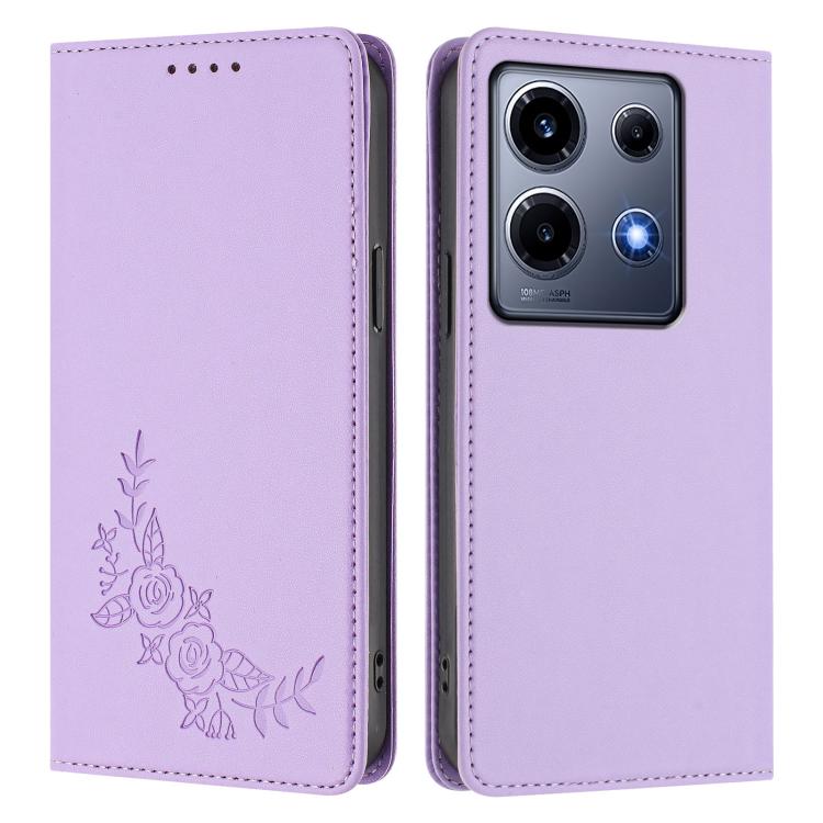 For Infinix Note 30 VIP Peony Embossed Magnetic RFID Vegan Leather Phone Case