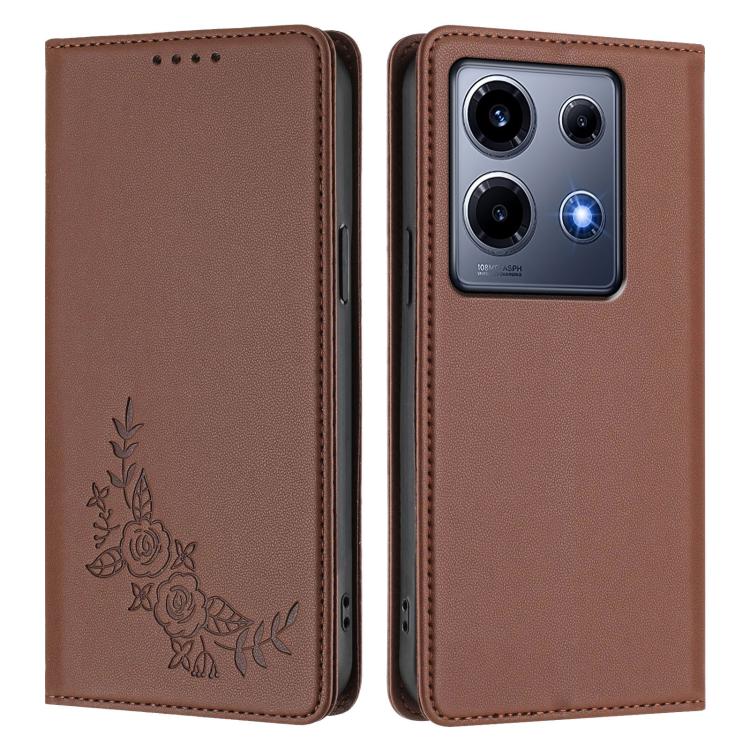For Infinix Note 30 VIP Peony Embossed Magnetic RFID Vegan Leather Phone Case