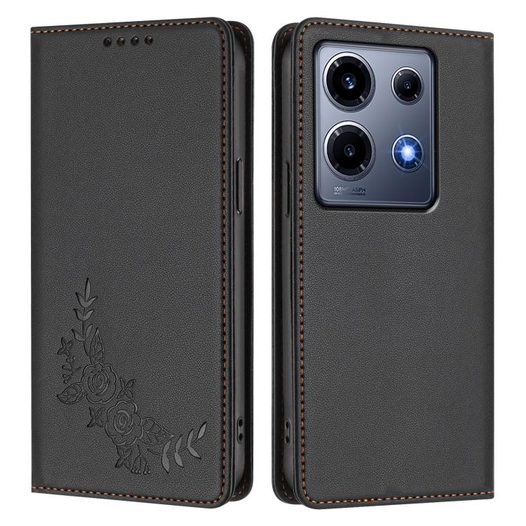 For Infinix Note 30 VIP Peony Embossed Magnetic RFID Vegan Leather Phone Case